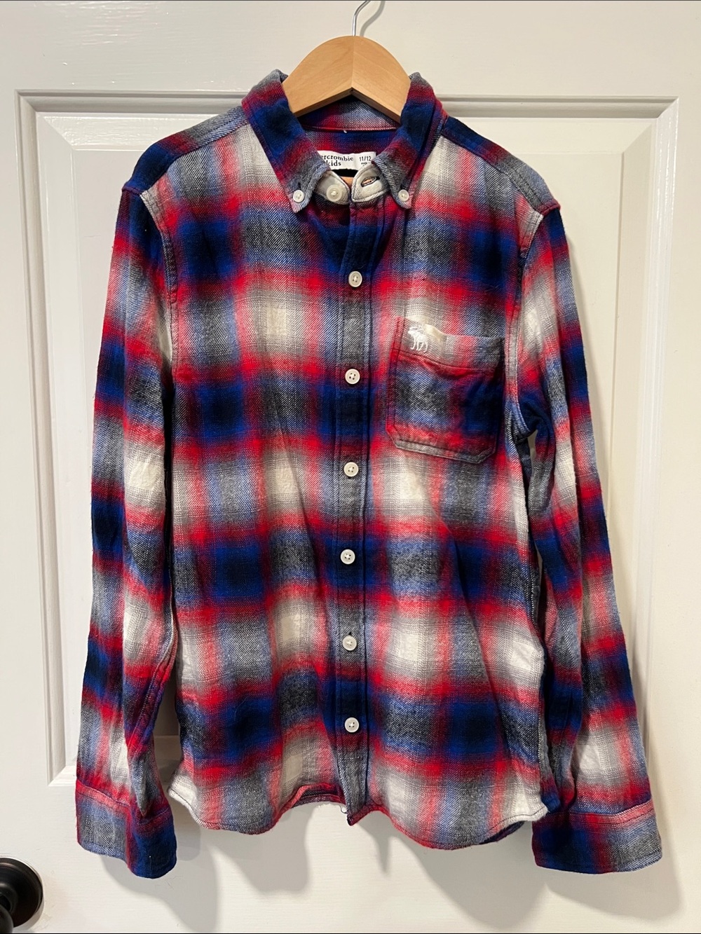 abercrombie kids Red, Blue & White Plaid Button-Down Shirt